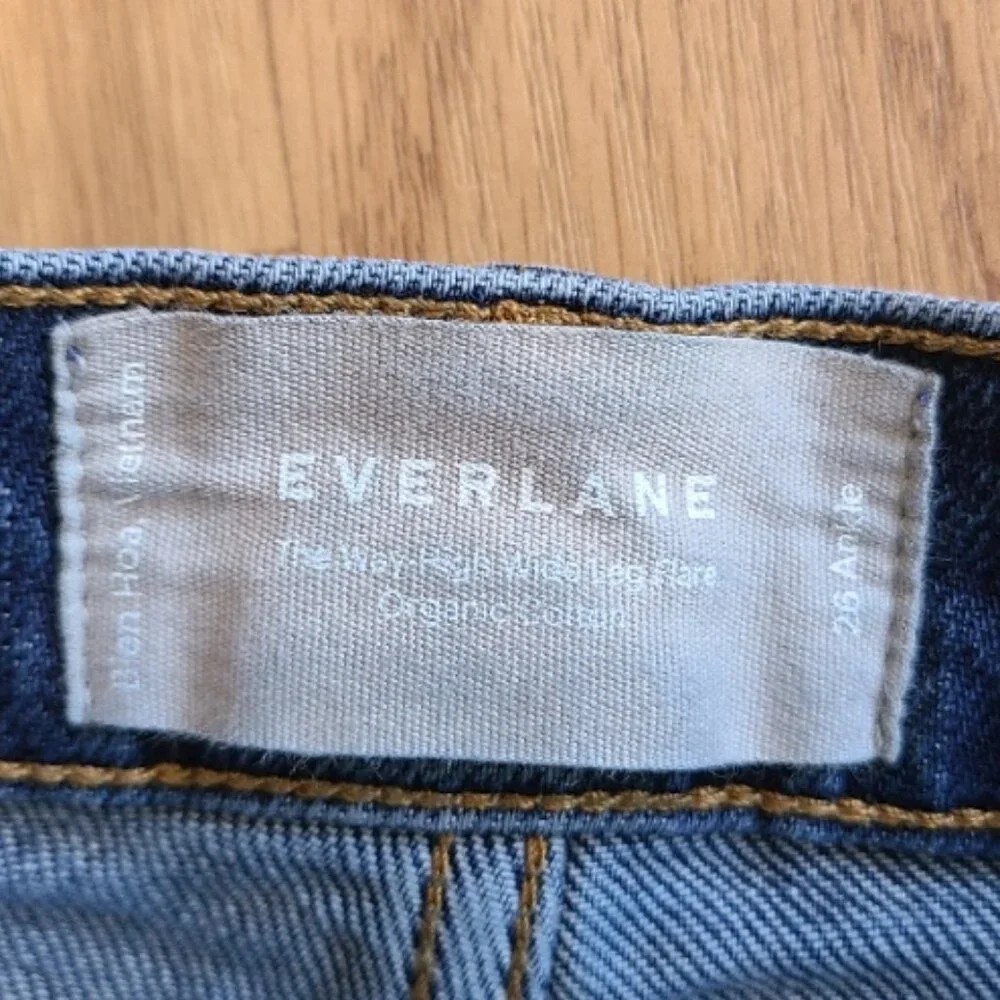 EVERLANE THE WAY-HIGH WIDE LEG FLARE ANKLE JEANS STRETCH ORGANIC COTTON DENIM 26 - Picture 6 of 6